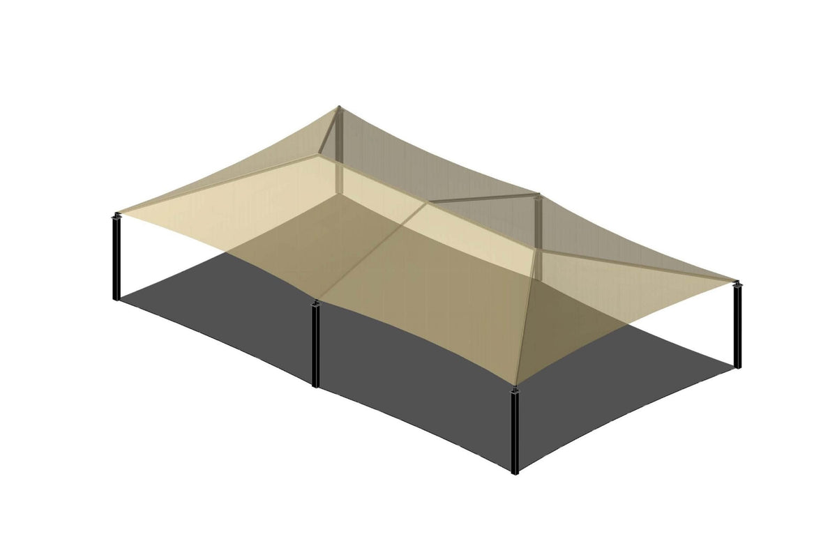 6 Post Hip Shade Structure example; pictured size and colors may vary