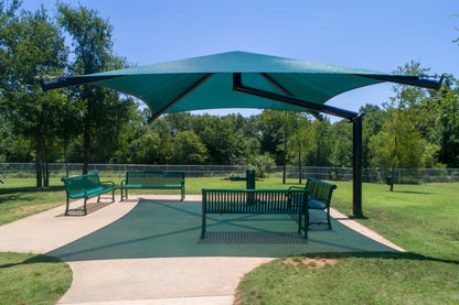 Single Post Pyramid Cantilever Shade Structure example; pictured size and colors may vary