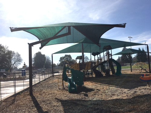 Single Post Pyramid Cantilever Shade Structure example; pictured size and colors may vary