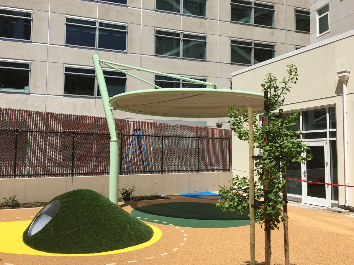 Cantilever Disc Shade Structure example; pictured size and colors may vary