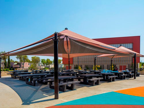 Mariner Pyramid Shade Structure example; pictured size and colors may vary