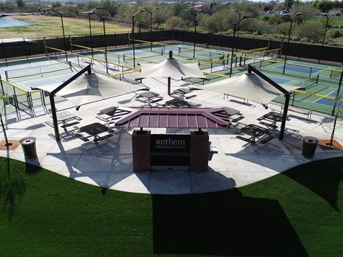 Solana Cantilever Single Post Shade Structure example; pictured size and colors may vary