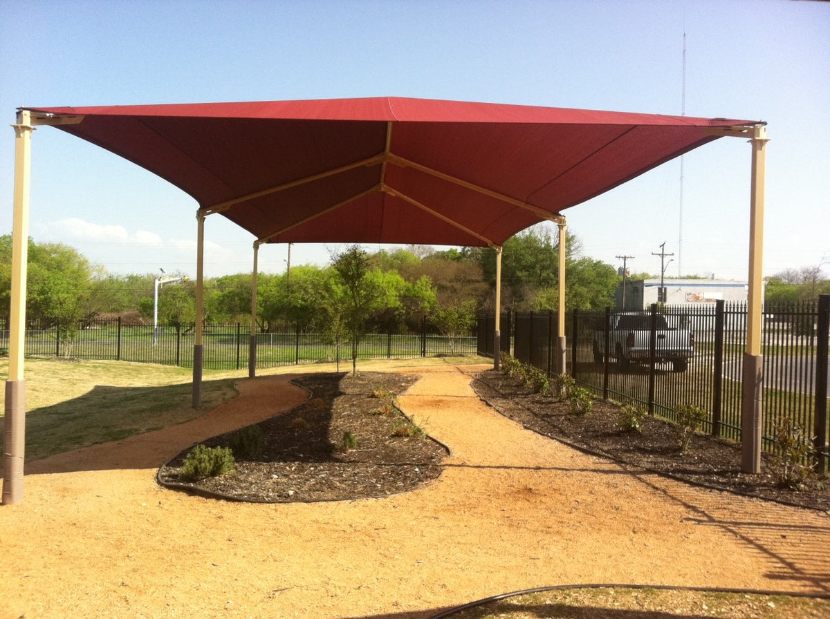 6 Post Hip Shade Structure example; pictured size and colors may vary