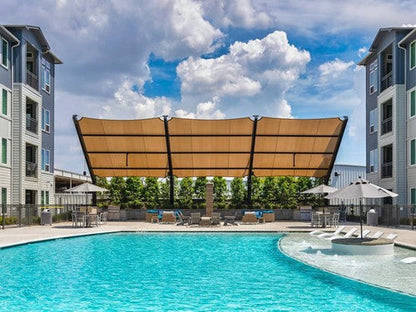 Cantilever Wing Cabled Shade Structure example; pictured size and colors may vary