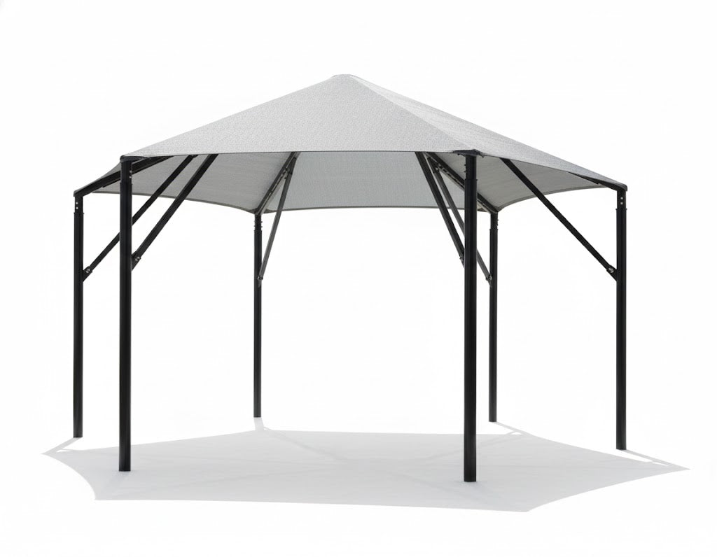 Hexagon Shade Structure with 6 Posts example; pictured size and colors may vary