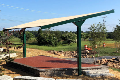 T-Post with Single Slope Roof Shade Structure example; pictured size and colors may vary