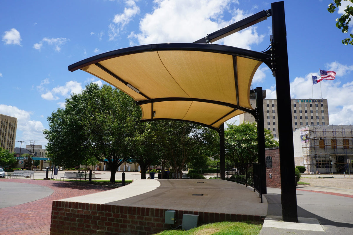 Arched Full Cantilever Shade Structure example; pictured size and colors may vary