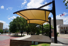 Arched Full Cantilever Shade Structure example; pictured size and colors may vary