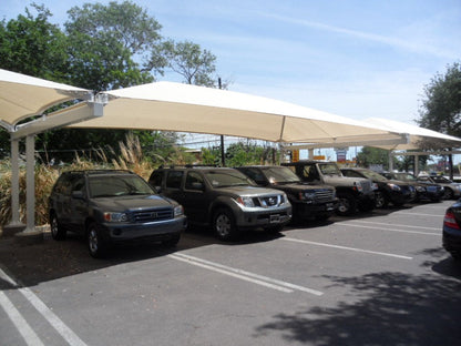 Semi Cantilever Hip Shade Structure example; pictured size and colors may vary
