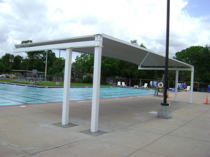 Semi Cantilever Hip Shade Structure example; pictured size and colors may vary