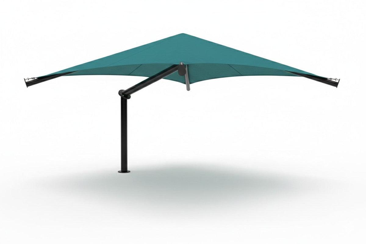 Single Post Pyramid Cantilever Shade Structure example; pictured size and colors may vary