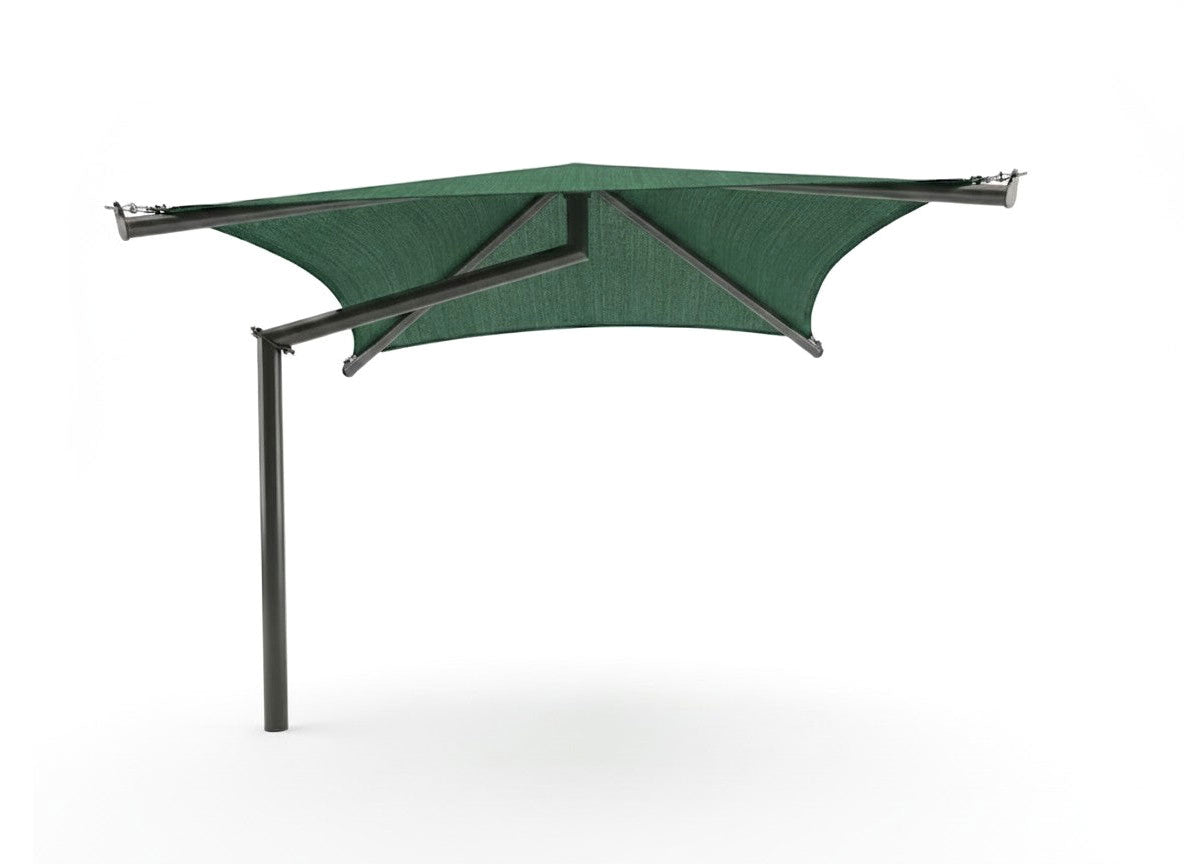 Single Post Pyramid Cantilever Shade Structure example; pictured size and colors may vary