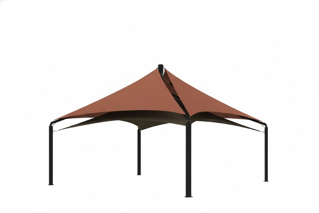 Mariner Pyramid Shade Structure example; pictured size and colors may vary