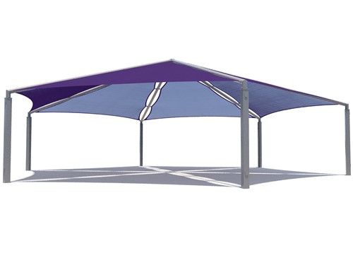 Hexagon Multi-panel Shade Structure example; pictured size and colors may vary
