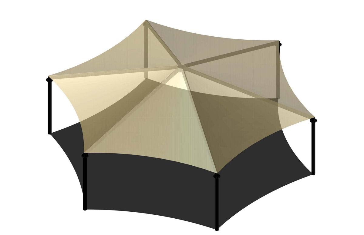 Hexagon Shade Structure example; pictured size and colors may vary