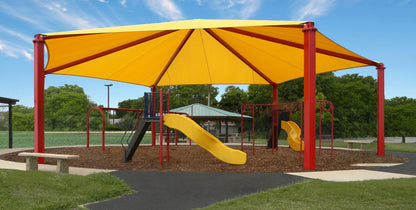 Hexagon Shade Structure example; pictured size and colors may vary