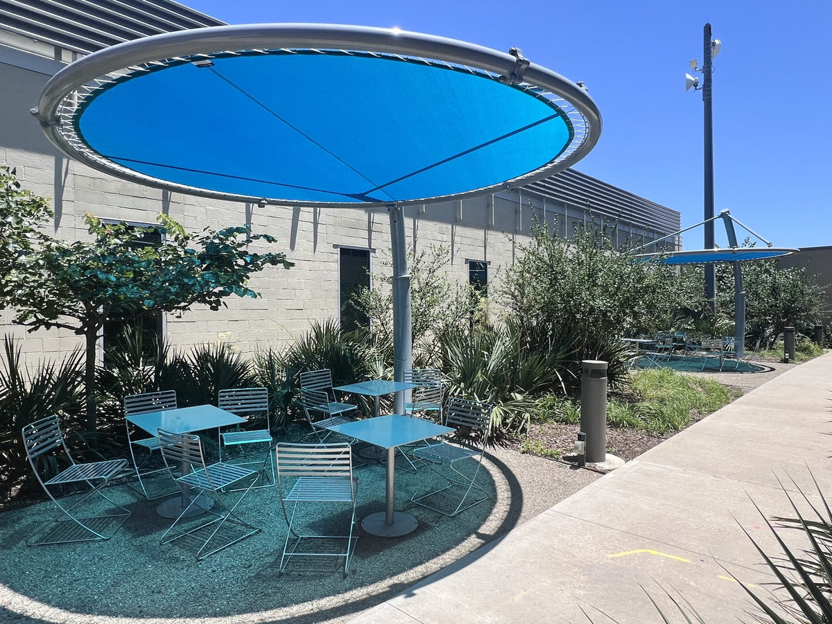 Cantilever Disc Shade Structure example; pictured size and colors may vary