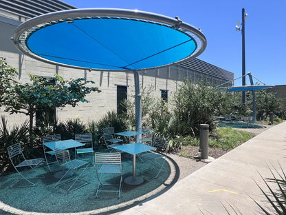 Cantilever Disc Shade Structure example; pictured size and colors may vary
