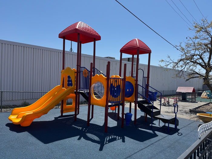 Blue poured rubber play area