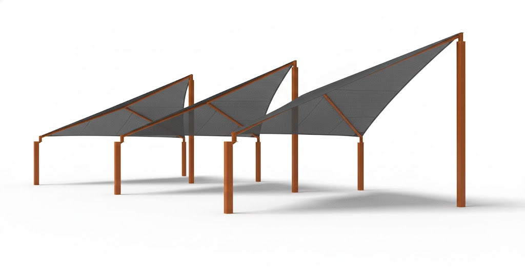 Wave Shade Structure with 4 Posts example; pictured size and colors may vary
