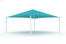 Hip Roof Shade Structure with 4 Posts and 8 Foot Entry example; pictured size and colors may vary