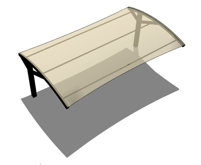 Arched Offset Cantilever Shade Structure example; pictured size and colors may vary