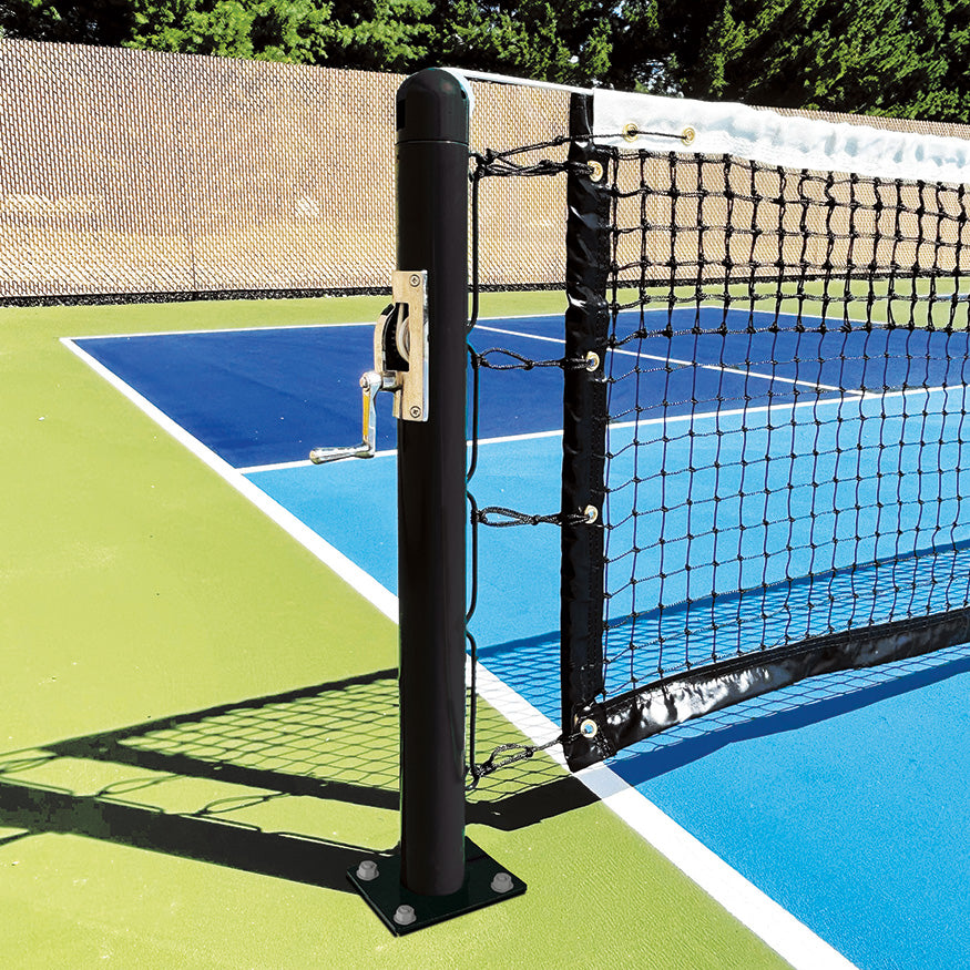 Jaypro Deluxe Club Surface Mount Pickleball Uprights with Internal Winch – 3" Post (PKBSM300)