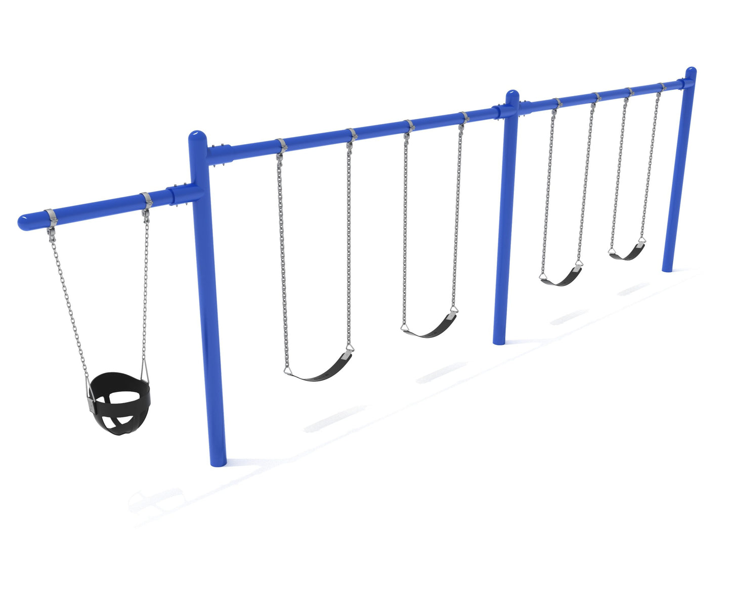 2 Bay- 1 Cantilever Single Post Swing w Belt Seats & Bucket Seat