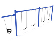 2 Bay- 1 Cantilever Single Post Swing w Belt Seats & Bucket Seat