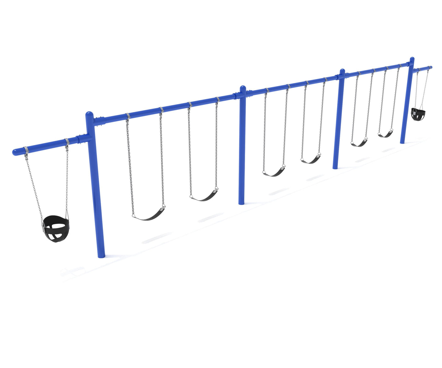 3 Bay 2 Cantilevers - Frame with Hangers, 3 Bay Belt Seat Package, 1 Bay Bucket Package