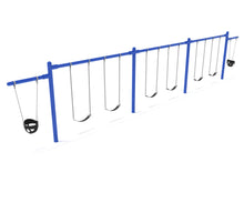 3 Bay 2 Cantilevers - Frame with Hangers, 3 Bay Belt Seat Package, 1 Bay Bucket Package