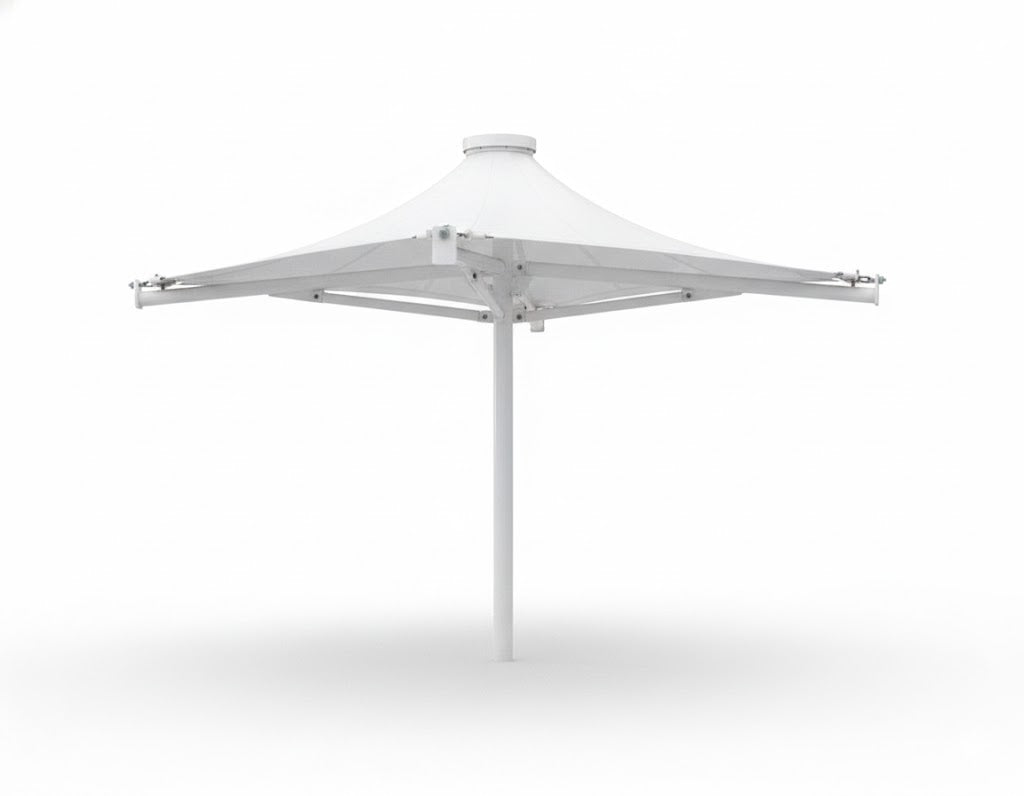 Twilite 4 Point Shade Structure example; pictured size and colors may vary