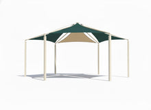 Hexagon Multi-panel Shade Structure example; pictured size and colors may vary