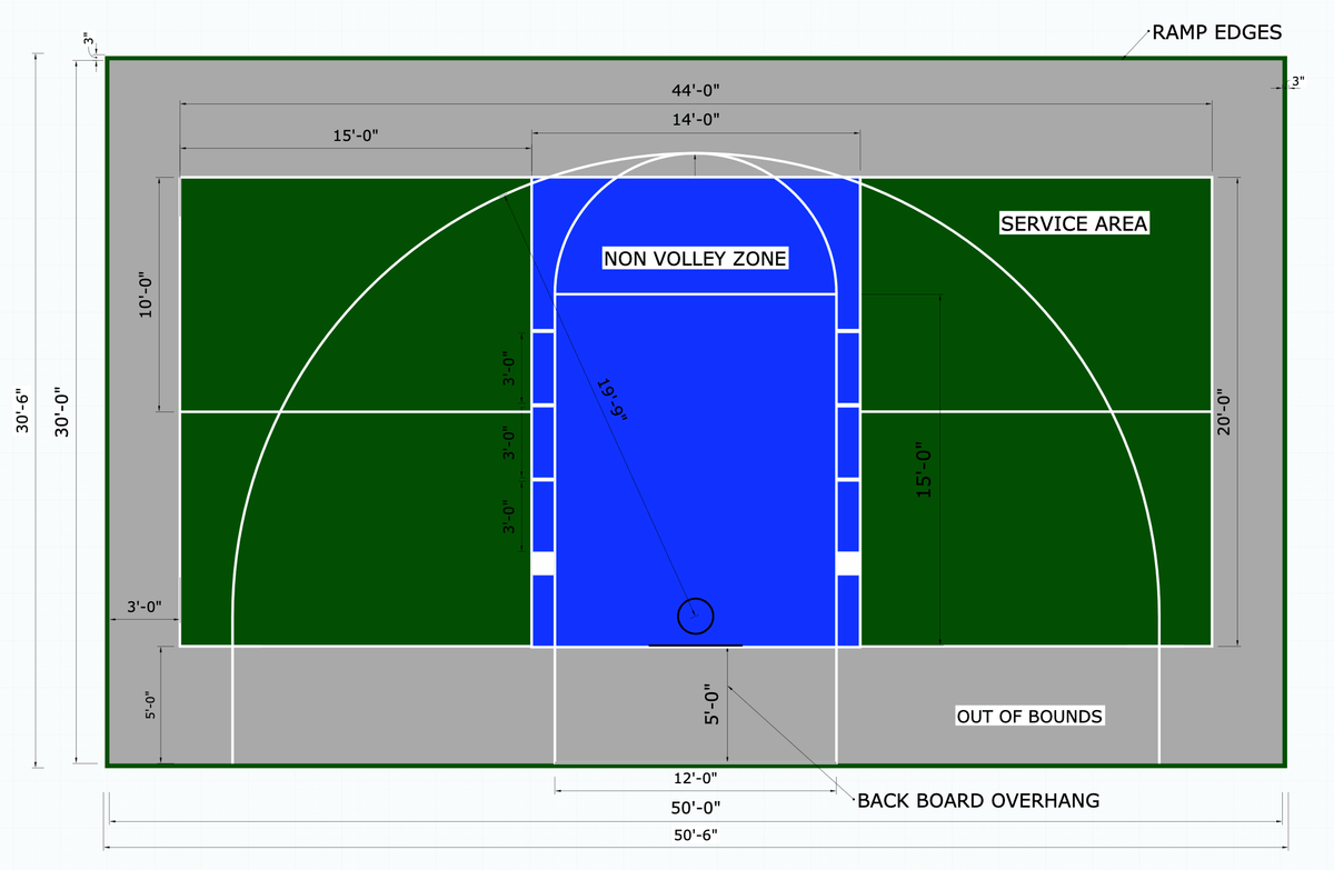 ProTile Multi Sport Pickleball/Basketball Court Flooring, Kit, 30×50