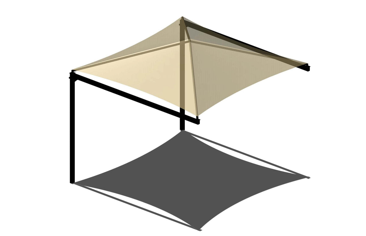Full Cantilever Pyramid Shade Structure example; pictured size and colors may vary