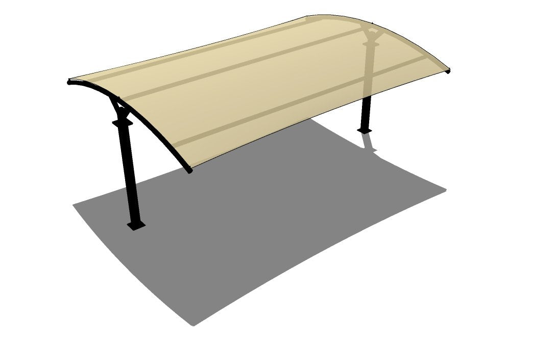 Arched T-Post Cantilever Shade Structure example; pictured size and colors may vary