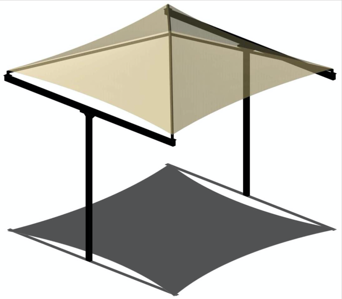 T-Post Pyramid Shade Structure example; pictured size and colors may vary