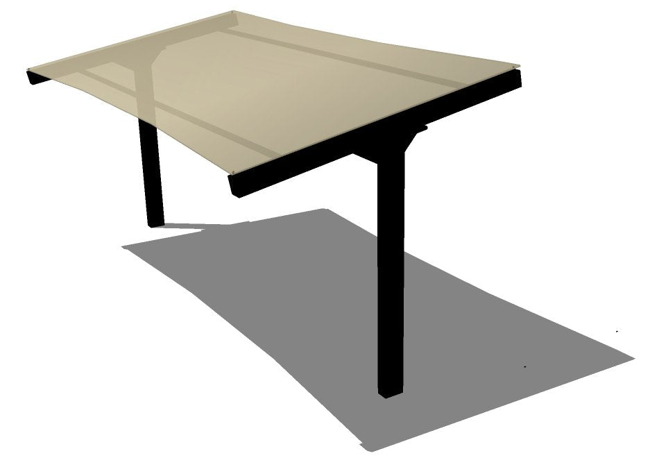T-Post with Single Slope Roof Shade Structure example; pictured size and colors may vary
