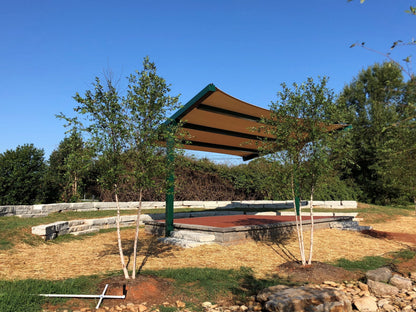 T-Post with Single Slope Roof Shade Structure example; pictured size and colors may vary
