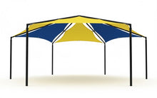 Hexagon Multi-panel Shade Structure example; pictured size and colors may vary