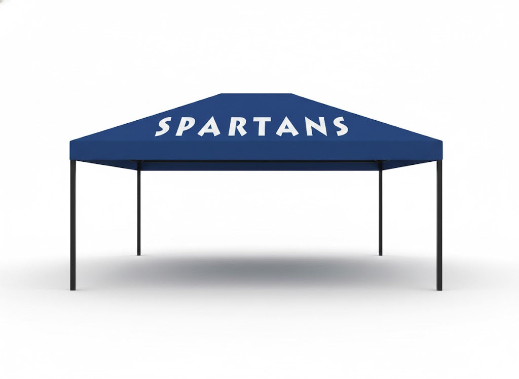 Hip Roof Shade Structure with 4 Posts and 12 Foot Entry example; pictured size and colors may vary