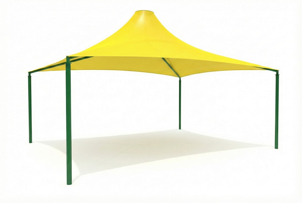 Sahara Roof Shade Structure with 4 Posts example; pictured size and colors may vary