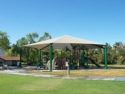 Octagon Shade Structure with 8 Posts example; pictured size and colors may vary