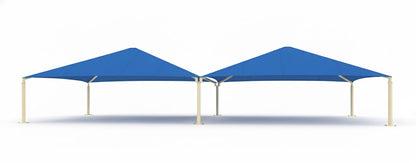 Hip Roof Shade Structure with 4 Posts and 9 Foot Entry example; pictured size and colors may vary