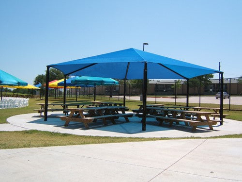 Hexagon Shade Structure with 6 Posts example; pictured size and colors may vary