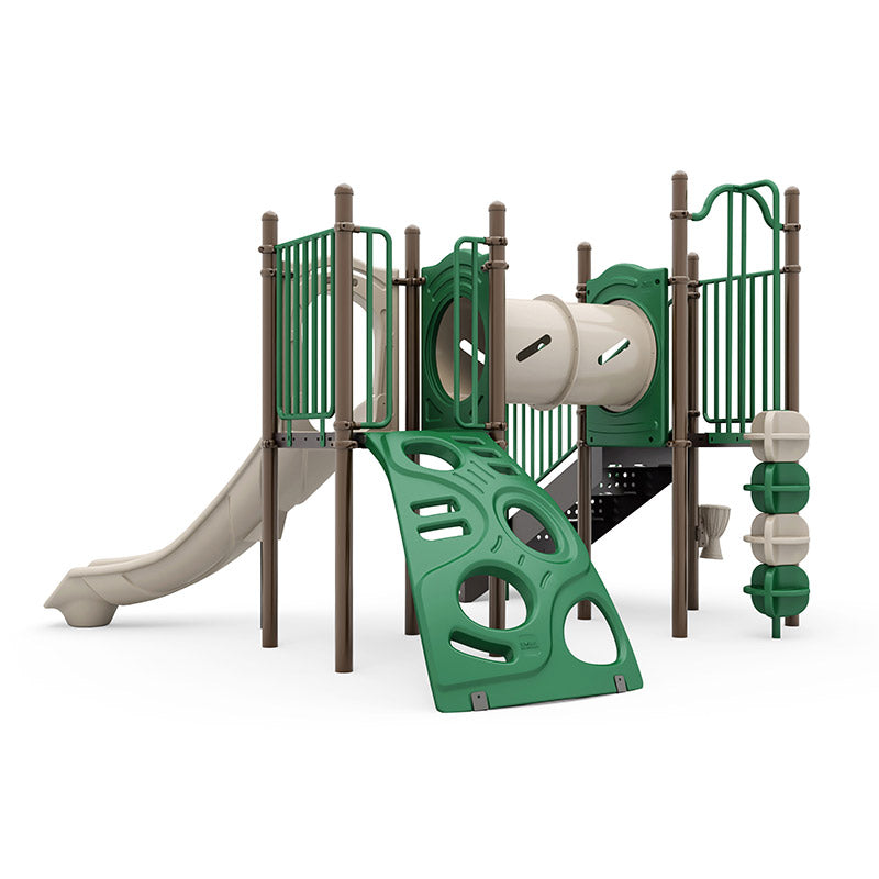 Bexley commercial playground equipment by World Klass Play – Nature Colors – No Roof