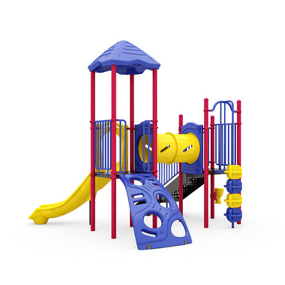 Bexley commercial playground equipment by World Klass Play – Primary Colors – Pyramid Roof – view 7