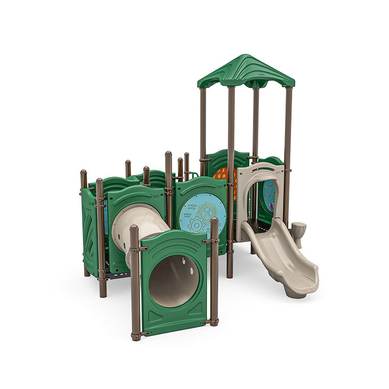 Bimsy commercial playground equipment by World Klass Play – Nature Colors – Leaf Roof – view 8