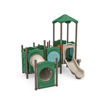 Bimsy commercial playground equipment by World Klass Play – Nature Colors – Leaf Roof – view 8