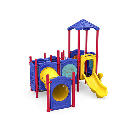 Bimsy commercial playground equipment by World Klass Play – Primary Colors – Leaf Roof – view 9